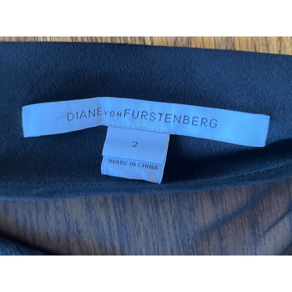 DVF Diane Von Furstenberg Black Asymmetrical Midi Dress Women's Size 2 - Picture 4 of 10